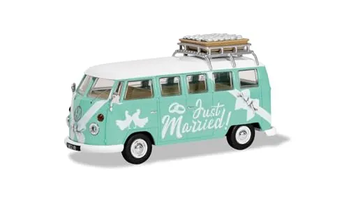 1:43 CORGI Volkswagen T1 Minibus Just Married 1961 Light Blue White CC02737 Mode