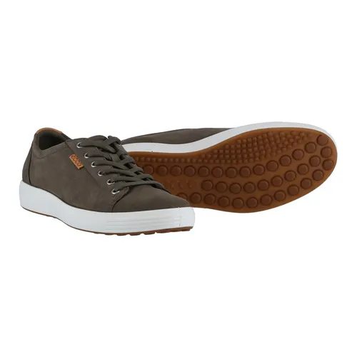 ECCO Sneaker Mens Soft 7 - Premium-Leder in Tarmacbraun - Hochwertiger Herren Sneaker aus Premium-Leder, vereint Komfort und stilvolles Design mit trendiger Hochschnürung und ECCO Comfort Fibre System für frische Füße den ganzen Tag.