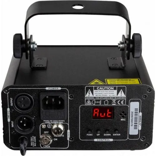 JB Systems Space-4 Mk2 Laser - Kompakter 50mW grüner Laser der Klasse 3B, ideal für Events mit vorprogrammierten Lasershows und vielseitigen Betriebsarten wie DMX und Master/Slave.