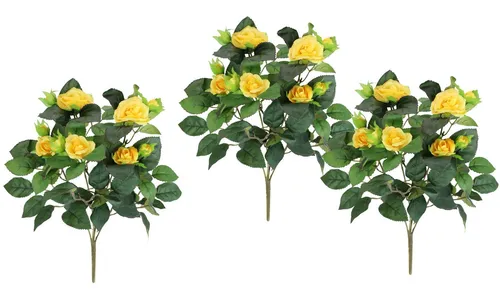 Kunstblume Künstlicher Rosenbusch, I.GE.A., Höhe 34 cm, Kunstrose Blume Strauß Bouquet Rosen Rosenbouquet Wildrose