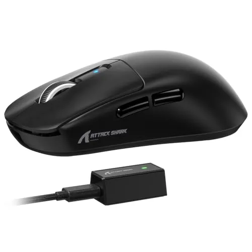 ATTACK SHARK R6 Kabellose 8-kHz-Gaming-Maus, SUPERLEICHT 39 g, Nordic 52840 MCU, PixArt PAW3950MAX Gaming-Sensor, BT/2,4 G/Kabelgebunden, 6 einstellbare DPI bis zu 42000, 250 mAh Akku, PC/Mac(Schwarz)