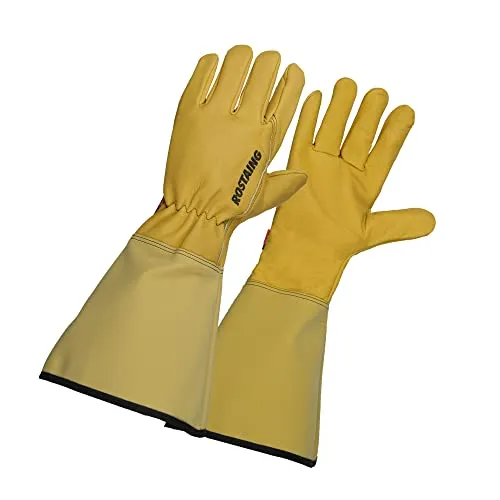 ROSTAING Handschuhe ROSERAIE - Robuste Lederhandschuhe für Gartenarbeiten - Handschuhe für Gartenarbeit, ideal zum Schneiden von Rosen und Dornensträuchern. Mit 15 cm langer Manschette für optimalen Unterarmschutz und wasserabweisendem Leder für vielseitigen Einsatz.