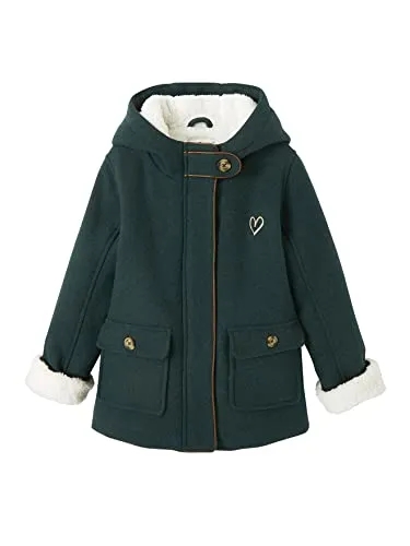 Vertbaudet Mädchen Wintermantel mit Kunstfellkapuze dunkelgrün 128 - Stylischer Wintermantel aus recyceltem Polyester, mit gefütterter Kapuze und praktischem Reißverschluss. Perfekt für kalte Tage und modisch zugleich.