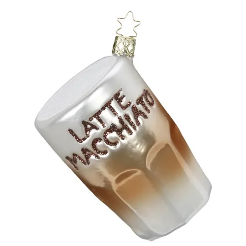 Latte Macchiato Weihnachtsbaumglas Inge-Glas 10 cm - Hochwertiger Christbaumschmuck aus mundgeblasenem Glas, gefertigt in Deutschland. Einzigartiges Design für festliche Stimmung. Nur ein Stück erhältlich.