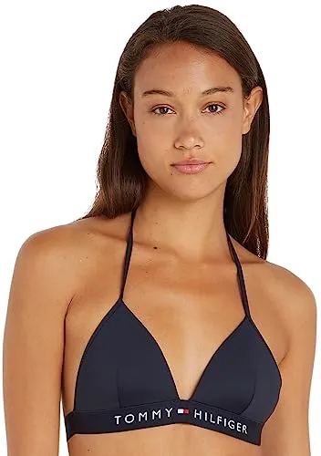 Tommy Hilfiger Damen Bikini Oberteil Triangel Gepolstert, Blau (Desert Sky), L