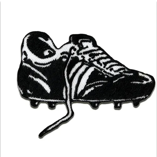 Aufnäher / Bügelbild - Fußballschuh Fußball - schwarz - 7,3x5,5cm