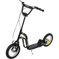 HOMCOM Scooter Tretroller mit Handbremse - schwarz, sicher für Kinder ab 5 Jahren, ideal für draußen und bis 100 kg belastbar