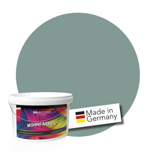 WALLCOVER Wandfarbe Graugrün Hochdeckend Klasse 1 Matt 1L für 8 m²