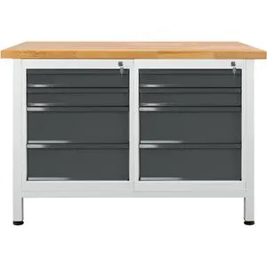 ADB Werkbank Premium, 42932, anthrazit, mit 8 Schubladen, 120 x 84 x 60 cm