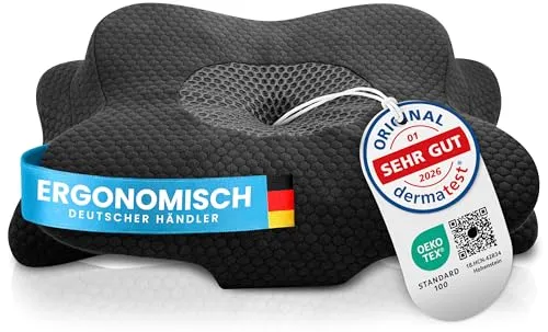 Orthopädisches Nackenstützkissen aus Memory Foam - Ergonomisches Kopfkissen für erholsamen Schlaf - Dunkelgrau - Ergonomisches Nackenstützkissen aus hochwertigem Memory Foam, optimal für alle Schlafpositionen. Unterstützt die natürliche Körperhaltung und sorgt für erholsamen Schlaf. Waschbar bei 40°C und mit Reißverschluss.