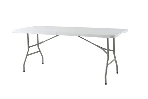 Greemotion Campingtisch San Remo, klappbar, grau, 180x74x74 cm - Der klappbare Greemotion Campingtisch San Remo ist ideal für Gartenpartys und Camping. Mit stabiler HDPE-Oberfläche und pulverbeschichtetem Stahlrahmen bietet er Langlebigkeit und Funktionalität – einfach aufklappen und genießen!
