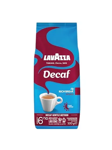 Lavazza Decaf „My Rich Break“ Intenso - Entkoffeinierte Kaffeebohnen - Geröstete Kaffeebohnen mit vollem Aroma und feinen Holzaromen. Ideal für Cappuccino, intensiv im Geschmack und entkoffeiniert – genießen Sie Kaffee zu jeder Tageszeit!