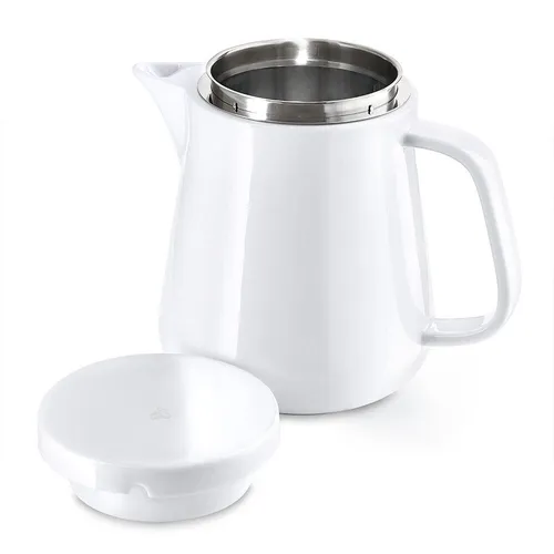 Tchibo Kaffeebereiter Keramik - Silber, Hochwertige Kanne mit Edelstahlfilter, Spülmaschinengeeignet für einfache Zubereitung ohne Papierfilter