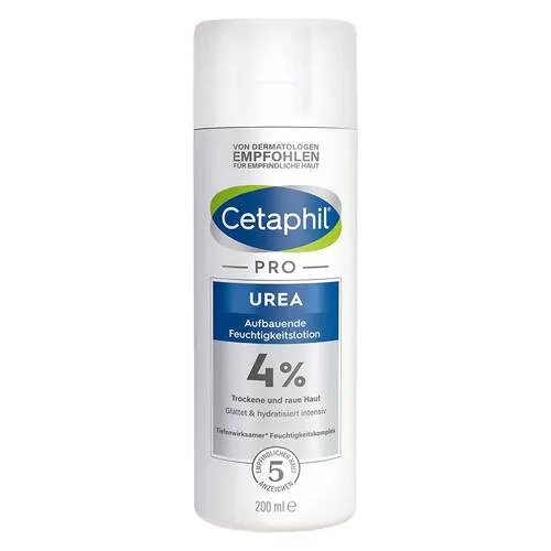 Cetaphil PRO Urea 4% Aufbauende Feuchtigkeitslotion - Arzneimittel zur intensiven Pflege trockener Haut, angereichert mit 4% Urea für langanhaltende Feuchtigkeitsversorgung und gestärkte Hautbarriere.