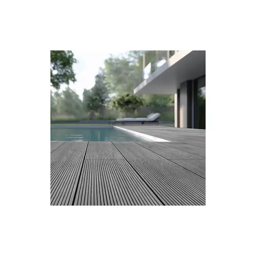 HOME DELUXE WPC Terrassendielen SAMANA - Hellgrau, 2m² - Terrassen- & Balkonfliesen, inklusive Unterkonstruktion und vollständigem Zubehör für eine einfache und schnelle Verlegung.