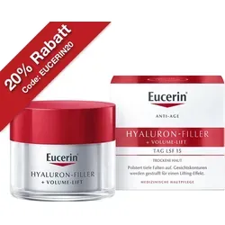 Eucerin Hyaluron-Filler + Volume-Lift Tagespflege 50 ml - für trockene Haut, spendet intensive Feuchtigkeit und sorgt für ein strafferes Hautbild