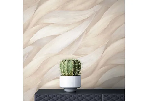 Newroom Tapete Beige Vliestapete Blätter - Modernes Design für Ihr Zuhause - Tapeten, hochwertiges Material, lichtbeständig und waschbar, inklusive gratis Tapezier-Ratgeber für ein perfektes Ergebnis.