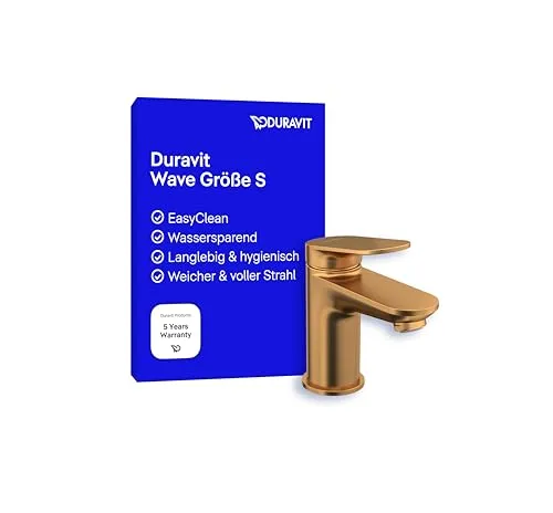 Duravit Wave Waschtischarmatur, Größe S (Auslauf Höhe 77 mm), Wasserhahn Bad, Armatur Waschbecken, Bronze Gebürstet