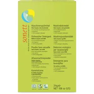 Sonett Spülmaschinenpulver DE4021, natürliche Inhaltsstoffe, biologisch abbaubar, ohne Enzyme, ohne Gentechnik, vegan, 3 kg