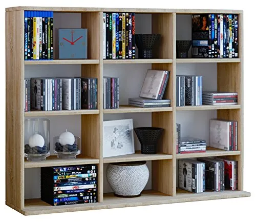 VCM my home Bücherregal Megosa Mini in Sonoma-Eiche - Büroregal mit 12 Fächern und robustem Design, ideal für ordentliche Ablage und als Raumteiler einsetzbar.