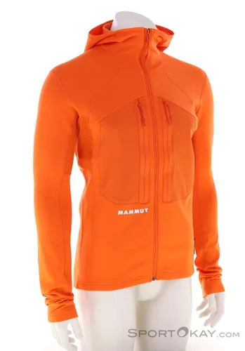 Mammut Eiger Nordwand Advanced Midlayer Fleecejacke XL rot/orange - Wärmende Fleecejacke für Hochtouren und Skitouren in Rot/Orange, Größe XL. Mit Stretch und Kapuze für optimalen Komfort. Hergestellt aus recycelten Materialien für umweltbewusste Abenteuer!