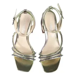 Buffalo Damen Komfort Sandalen Charlotte Shine 1291628 - Wanderschuhe mit elegantem Stil, pflegeleichtem Kunstleder und 8,5 cm Blockabsatz für perfekten Tragekomfort und einfachem Einstieg.