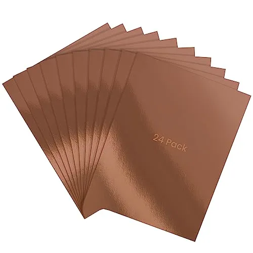 Belle Vous 24er Set A4 Metallic Papier - Goldfolie zum Basteln Rosegold Papier 29,7 x 21 cm 350gsm - Spiegel & Glitzerpapier zum Basteln für Hochzeitseinladungen, Scrapbooking & Bürobedarf