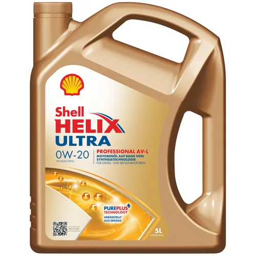 Shell Motoröl Helix Ultra Professional AV-L 0W-20 - Hochleistungsöl für moderne Motoren - Motoröle - Bietet ausgezeichneten Schutz und Effizienz für Benzin- und Dieselmotoren, ideal für anspruchsvolle Fahrbedingungen.