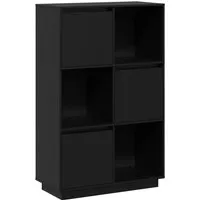vidaXL Highboard Schwarz 74x35x117 cm aus massivem Kiefernholz - Kommode aus massivem Kiefernholz mit rustikaler Optik, bietet viel Stauraum und individuelle Montagemöglichkeiten für Türen.