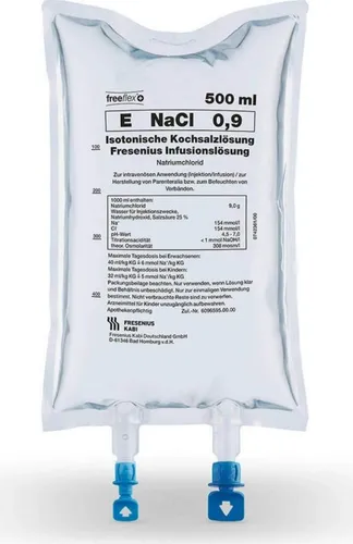 Isotonische Kochsalzlösung Fresenius freeflex + Infusionslösung 10000 ml - Arzneimittel zur Unterstützung der Flüssigkeitszufuhr, ideal für die Infusionstherapie und Patientensicherheit.