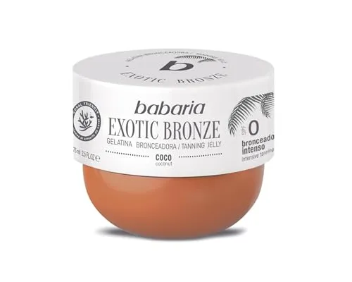 Babaria Exotic Bronze, Bräunungsgelatine aus Kokosnuss, nährt und spendet Feuchtigkeit, wasserdicht, 100% vegan, 75 ml