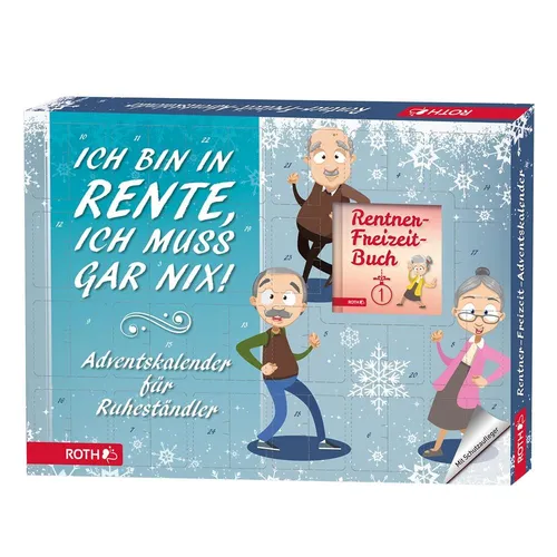 Roth Adventskalender Rentner-Freizeit - Adventskalender für Erwachsene mit 24 Freizeit-Artikeln und einem Buch, perfekt für eine besinnliche Vorweihnachtszeit.