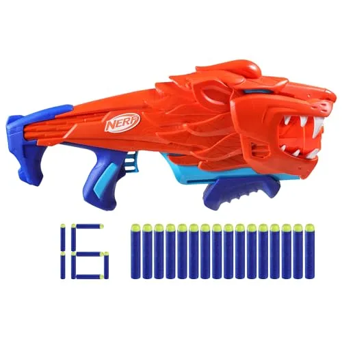 Nerf Junior Wild Lionfury - Easy Play Dart-Blaster - Spielzeug-Schaumstoff-Blaster, ideal für Kinder ab 6 Jahren, mit leichtem Design für kleine Hände und einfachem Laden und Feuern für unbeschwerten Spielspaß im Freien.