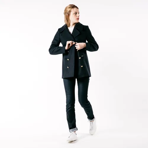 Saint James Damen Cabanjacke Marine Voilure II - Schwarz - Funktionale Funktionsjacke im zeitlosen Marine-Look, aus wetterfestem Wollstoff mit eleganten goldenen Knöpfen und zwei geräumigen Schubtaschen für höchsten Komfort und Stil.