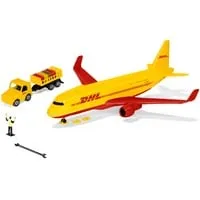 Siku 1702 DHL Frachtflugzeug - Spielzeugflugzeug mit Zubehör, ideal für kleine Piloten und kreative Rollenspiele