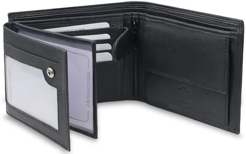 Fomax Geldbörse Herren aus echtem Leder mit RFID Schutz, Querformat - Elegante Geldbörse aus 100% echtem Leder im Querformat. Mit 9 Kartenfächern, 2 Geldscheinfächern und RFID-Schutz für maximale Sicherheit. Ideal als Geschenk und für den täglichen Gebrauch.