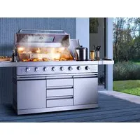 BUSCHBECK Outdoorküche Bristol - Edelstahl Grillstation - Hochwertige Outdoorküche aus Edelstahl mit 6 leistungsstarken Brennern, integrierten Thermometer und praktischem Seitenkocher für vielseitiges Grillvergnügen im Freien.