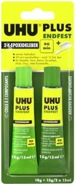 UHU ENDFEST Kleber Permanent Flüssig 2x15 ml - Flüssigkleber für starke und dauerhafte Verbindungen, ideal für Metall, Stein, Beton und Glas. Perfekt für präzise Anwendungen in Haushalt und Werkstatt.