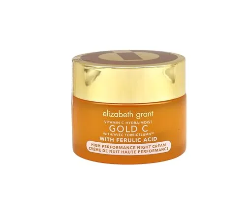Elizabeth Grant Hydra Moist Gold C Nachtcreme 100ml - Nachtpflege mit Gold und Ferulasäure, die vorzeitige Hautalterung reduziert und einen strahlenderen Teint fördert, während sie die Haut vor Umwelteinflüssen schützt.