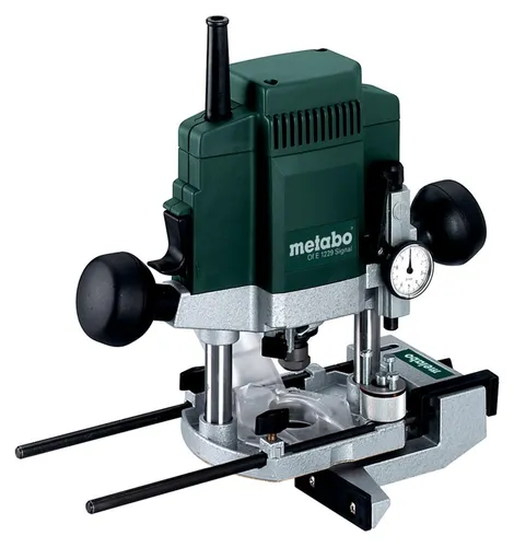 Metabo Oberfräse Of E 1229 Signal mit metaBOX 340 - Präzise Oberfräse mit 0,1 mm Feineinstellung, ideal für professionelle Holzarbeiten. Inklusive metaBOX für optimale Transport- und Aufbewahrungslösungen.