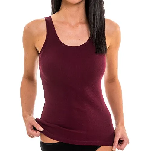 HERMKO 1310 Damen Unterhemd aus Reiner Bio-Baumwolle, Farbe:Bordeaux, Größe:44/46 (L)