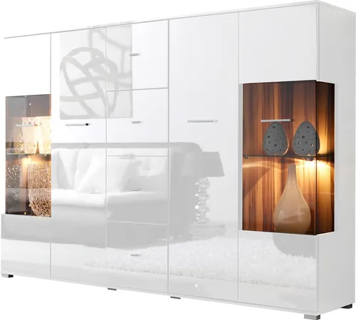 Höltkemeyer Highboard STYLE, 188 cm Breite - Modernes Highboard in Weiß mit 14 geschlossenen Fächern und Soft-Close-Schubladen, ideal für stilvolle und praktische Aufbewahrung.