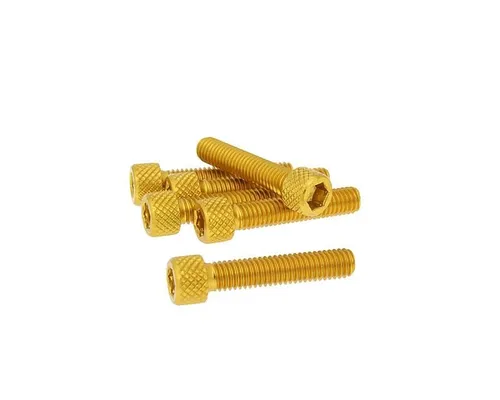 Schraubensatz 6 Stück Innensechskant Alu gold - M6x30