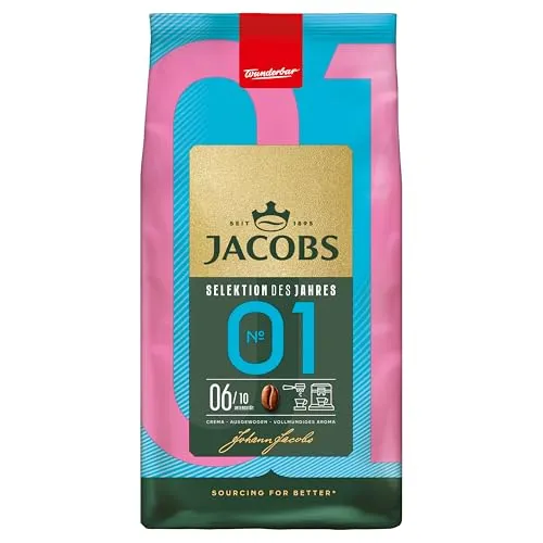 JACOBS Selektion des Jahres No 01 Kaffeebohnen 1,0 kg - Kaffee, aromatischer Hochgenuss mit ausgewogener Röstung für perfekten Kaffeegenuss zu Hause.