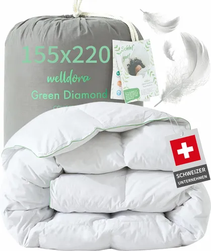 Welldora 4-Jahreszeitenbett - Komfort Bettdecke für Allergiker - Bettdecken, ganzjährig nutzbar, fachärztlich geprüft, mit 100% extraweichen Federn & Daunen, ideal für Hausstauballergiker und mit OEKO-TEX® Zertifikat.