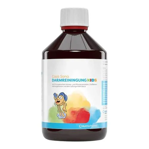Casa Sana Darmreinigung Kids 500 ml - Nahrungsergänzungsmittel für Kinder zur Unterstützung der Darmgesundheit mit 23 Kräuter- und Pflanzenextrakten. Angenehmer Geschmack dank Himbeer-Aroma und Süßungsmittel Stevia.