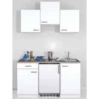 Flex Well Singleküche Wito 150,5 cm - Kompakt & Funktional - Küchenzeile mit Einbau-Spüle und Kühlschrank, ideal für kleine Räume. Pflegeleichte Oberflächen und flexible Türmontage für individuelle Gestaltung.