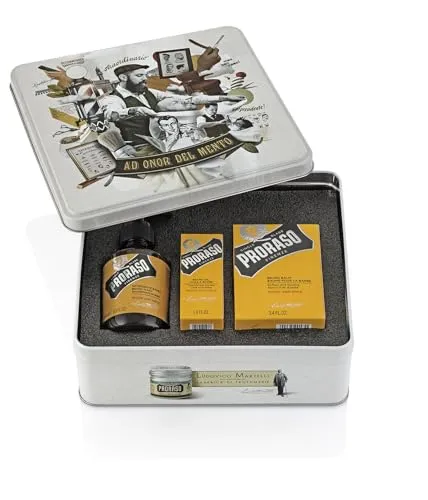 Proraso Duo Set Bartpflegeset Wood & Spice - After Shave: Bartöl & Bartshampoo mit dem warmen Duft von Wood & Spice, ideal für eine gepflegte Bartpflege aus Italien.