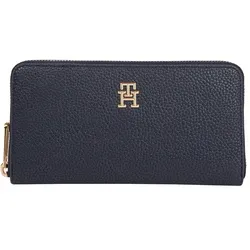 Tommy Hilfiger Geldbörse TH EMBLEM LARGE ZA - Stilvolles Design mit TH-Emblem - Portemonnaies mit hochwertigem Polyurethan, 12 Kartenfächern und modischem Strukturmuster für einen eleganten Look.