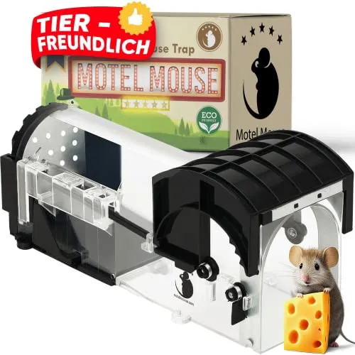 Motel Mouse Mausefalle Lebend - Einfach zu Bedienen, Einfach zu Reinigen, Wiederverwendbar, Berührungsfreie Freigabe Verbesserter Hochsensibler Auslösemechanismus - Mit Handbuch und Video auf Deutsch